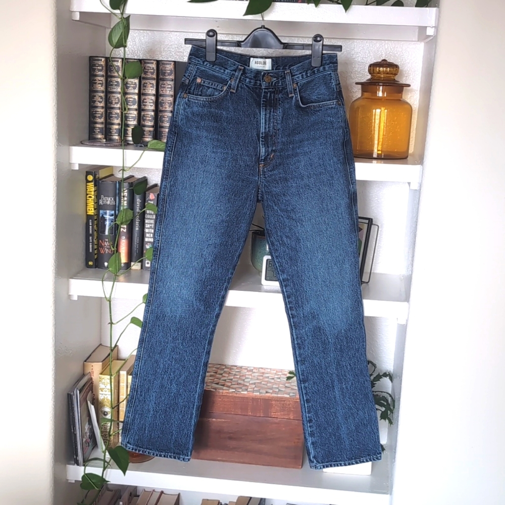 Agolde Women's High Rise Jeans - Dark Blue